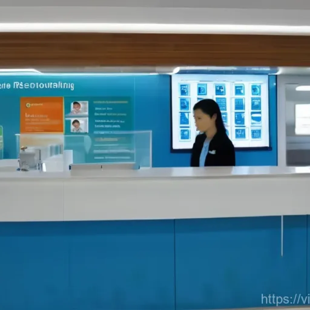 얼굴 인식 기술의 작동 원리 - **Prompt:** "A bustling yet orderly scene inside a modern Vietnamese hospital reception area, bathed...