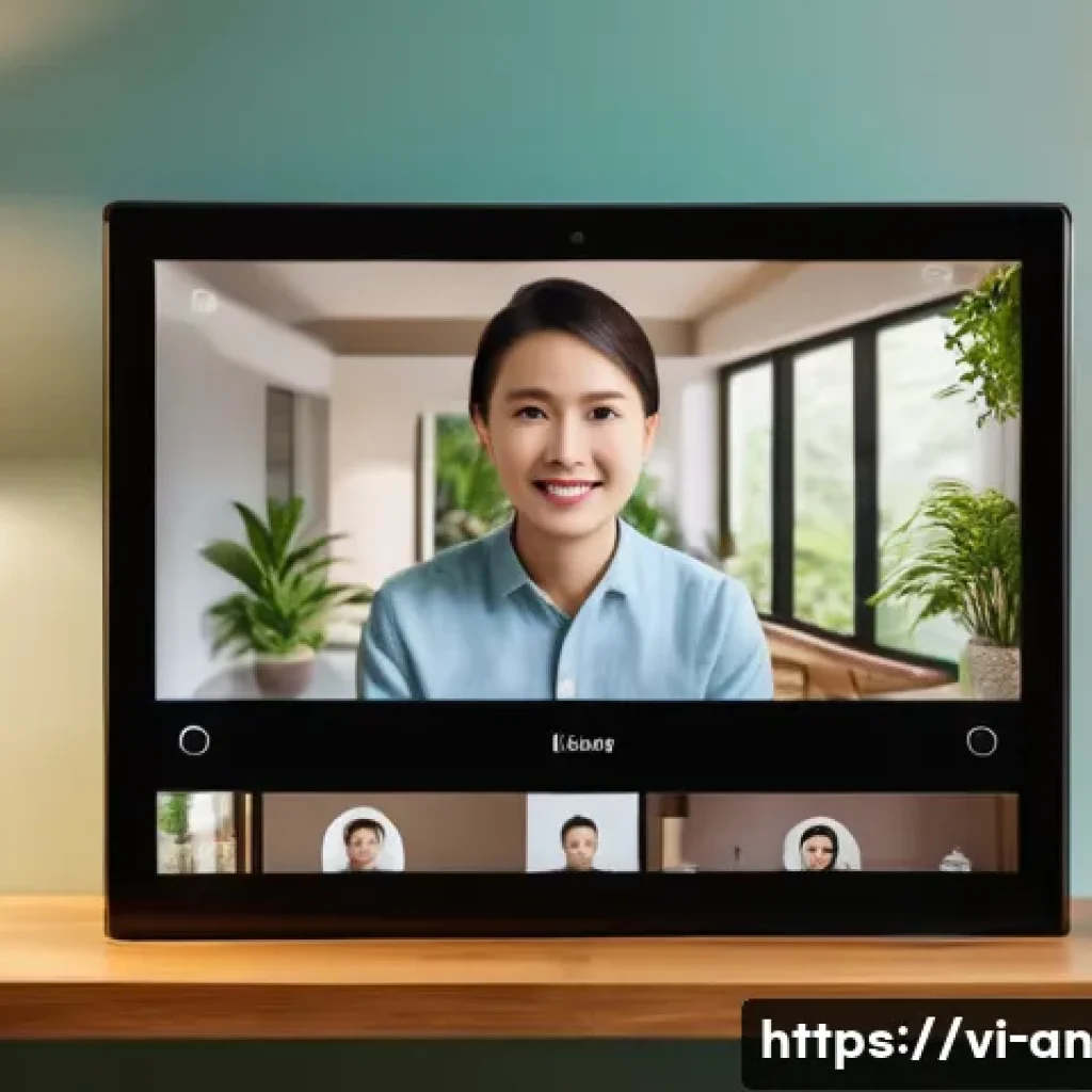 딥러닝이 얼굴 인식 기술에 미치는 영향 - A modern smart home security setup featuring a sleek indoor surveillance camera with deep learning f...
