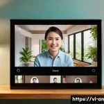 딥러닝이 얼굴 인식 기술에 미치는 영향 - A modern smart home security setup featuring a sleek indoor surveillance camera with deep learning f...